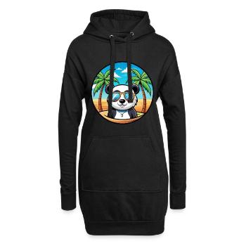 Panda Lustige Cartoon Sommer Strand Sonnenbrille Cool - Hoodie-Kleid - Schwarz - Vorne