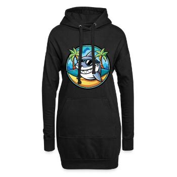 Requin Drôle Dessin Animé Plage D’été Lunettes De Soleil Cool - Sweat-shirt à capuche long Femme - noir - Devant