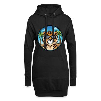 Tiger Lustige Cartoon Sommer Strand Sonnenbrille Cool - Hoodie-Kleid - Schwarz - Vorne