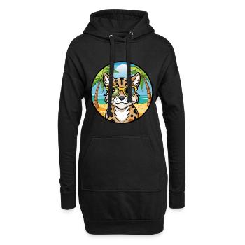 Australische gefleckte Nebelkatzenrasse Cartoon Beach - Hoodie-Kleid - Schwarz - Vorne