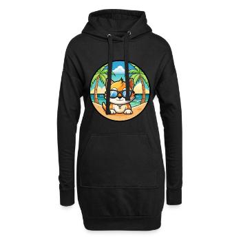 Munchkin Katzenrasse Cartoon Sonnenbrille Strand - Hoodie-Kleid - Schwarz - Vorne