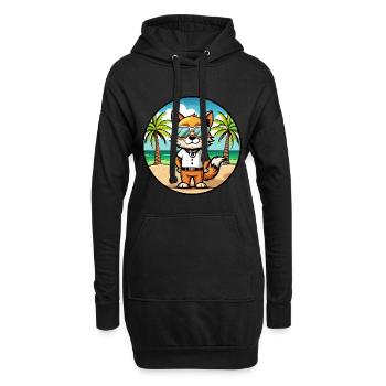Javanais Race Dessin Animé Lunettes De Soleil Plage - Sweat-shirt à capuche long Femme - noir - Devant