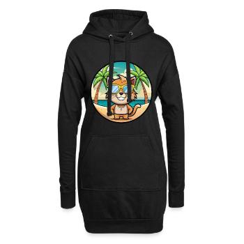 Pixie Bob Katzenrasse Cartoon Sonnenbrille Strand - Hoodie-Kleid - Schwarz - Vorne