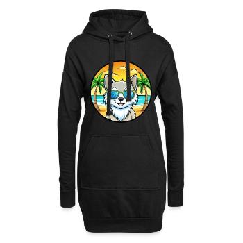 Lunettes de soleil de plage de race de chat angora turc - Sweat-shirt à capuche long Femme - noir - Devant