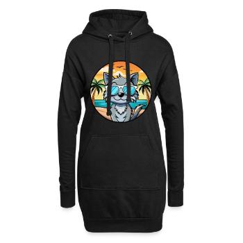 Australische Nebelkatzenrasse Cartoon Sonnenbrille Strand - Hoodie-Kleid - Schwarz - Vorne