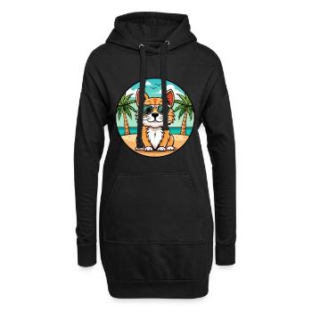 Lunettes de soleil de dessin animé de race de chat à poil long allemand plage - Sweat-shirt à capuche long Femme - noir - Devant