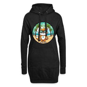 Khao Manee Cat Breed Cartoon Lunettes de soleil Beach - Sweat-shirt à capuche long Femme - noir - Devant