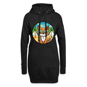 Lunettes de soleil Kawaii de race de chat somalienne de dessin animé plage - Sweat-shirt à capuche long Femme - noir - Devant