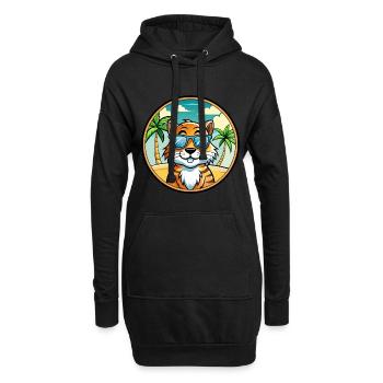 Tiger Katze Rasse Cartoon Sonnenbrille Strand - Hoodie-Kleid - Schwarz - Vorne