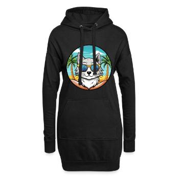 Lunettes de soleil de plage de race de chat angora turc - Sweat-shirt à capuche long Femme - noir - Devant