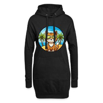 Havanna Braun Katze Rasse Cartoon Sonnenbrille Strand - Hoodie-Kleid - Schwarz - Vorne