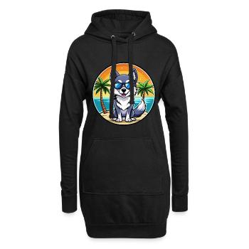 Alaskan Klee Kai Chien Race Dessin Animé Lunettes De Soleil Plage - Sweat-shirt à capuche long Femme - noir - Devant