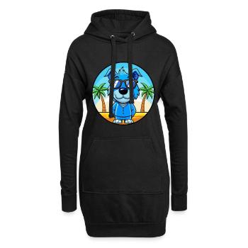 Blue Paul Terrier Chien Race Dessin Animé Lunettes De Soleil Plage - Sweat-shirt à capuche long Femme - noir - Devant