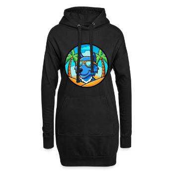 Lunettes de soleil de dessin animé de race de chien en dentelle bleue plage - Sweat-shirt à capuche long Femme - noir - Devant