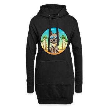 Berger Picard Hunderasse Cartoon Sonnenbrille Strand - Hoodie-Kleid - Schwarz - Vorne
