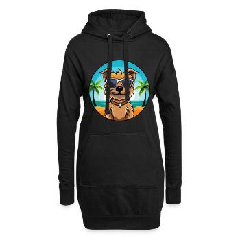 Border Terrier Chien Race Dessin Animé Lunettes de Soleil Plage - Sweat-shirt à capuche long Femme - noir - Devant