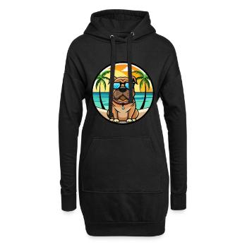 Bullmastiff Chien Race Dessin Animé Lunettes De Soleil Plage - Sweat-shirt à capuche long Femme - noir - Devant