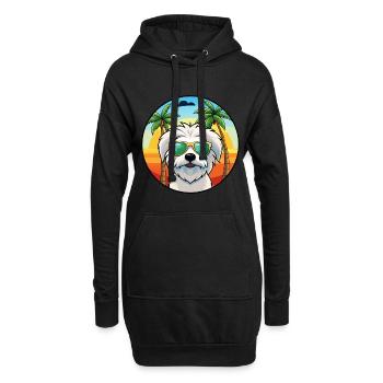 Coton De Tulear Hunderasse Cartoon Sonnenbrille Strand - Hoodie-Kleid - Schwarz - Vorne