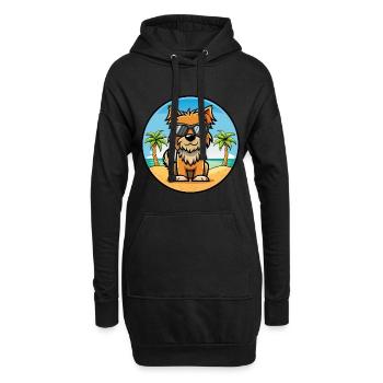 Lunettes de soleil de dessin animé de race de chien griffon belge plage - Sweat-shirt à capuche long Femme - noir - Devant