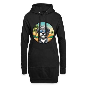 Dandie Dinmont Terrier Dog Breed Cartoon Beach - Hoodie Dress - black - Front