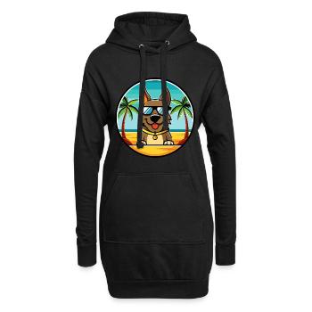 Deutsche Bracke Hunderasse Cartoon Sonnenbrille Strand - Hoodie-Kleid - Schwarz - Vorne