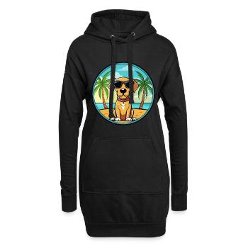 Estnischer Windhund Rasse Cartoon Sonnenbrille Strand - Hoodie-Kleid - Schwarz - Vorne
