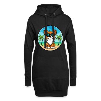 Englische Spielzeug Spaniel Hund Rasse Cartoon Sonnenbrille - Hoodie-Kleid - Schwarz - Vorne