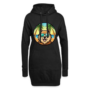 Eurasier Hund Rasse Cartoon Sonnenbrille Strand - Hoodie-Kleid - Schwarz - Vorne