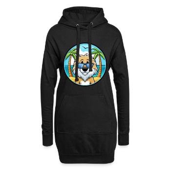Friesische Wasserhundrasse Cartoon Sonnenbrille Strand - Hoodie-Kleid - Schwarz - Vorne