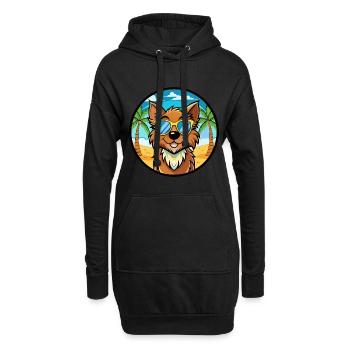 Griffon Nivernais Chien Race Dessin Animé Lunettes De Soleil Plage - Sweat-shirt à capuche long Femme - noir - Devant