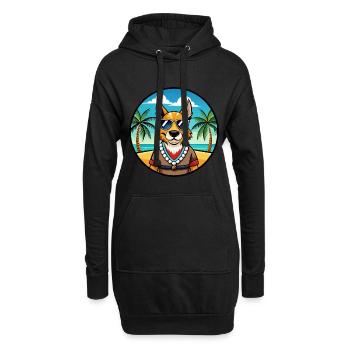 Hase Indischer Hund Rasse Cartoon Sonnenbrille Strand - Hoodie-Kleid - Schwarz - Vorne