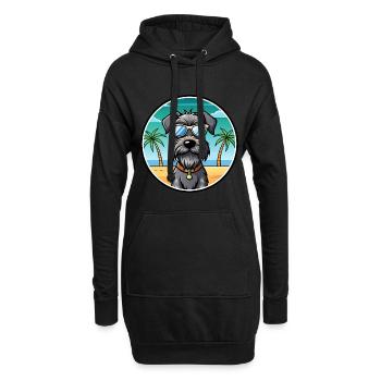 Deutscher Drahthaar Vorstehhund Rasse Cartoon Strand - Hoodie-Kleid - Schwarz - Vorne