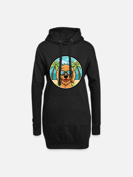 Goldendoodle Hunderasse Cartoon Sonnenbrille Strand - Hoodie-Kleid - Schwarz
