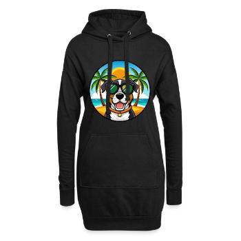 Grand Bouvier Suisse Race Cartoon Beach - Sweat-shirt à capuche long Femme - noir - Devant