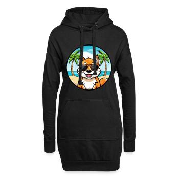 Kishu Ken Hunderasse Cartoon Sonnenbrille Strand - Hoodie-Kleid - Schwarz - Vorne