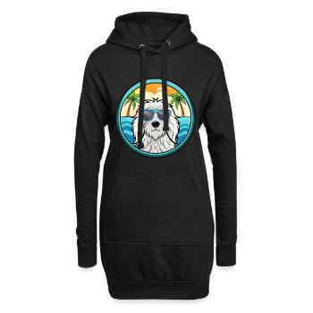 Komondor Chien Race Dessin Animé Lunettes de Soleil Plage - Sweat-shirt à capuche long Femme - noir - Devant