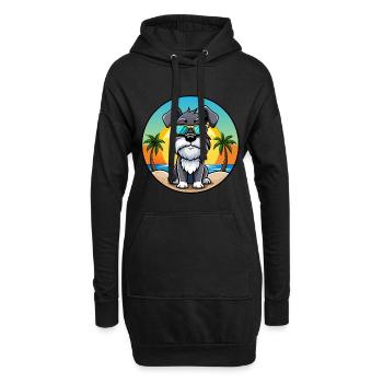 Mittelschnauzer Hunderasse Cartoon Sonnenbrille Strand - Hoodie-Kleid - Schwarz - Vorne