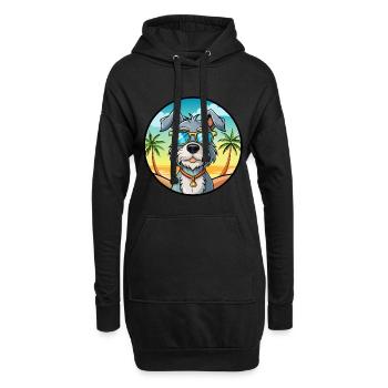 Mittelschnauze Hunderasse Cartoon Sonnenbrille Strand - Hoodie-Kleid - Schwarz - Vorne