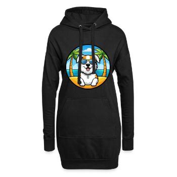 Maremme chien de berger race dessin animé lunettes de soleil plage - Sweat-shirt à capuche long Femme - noir - Devant