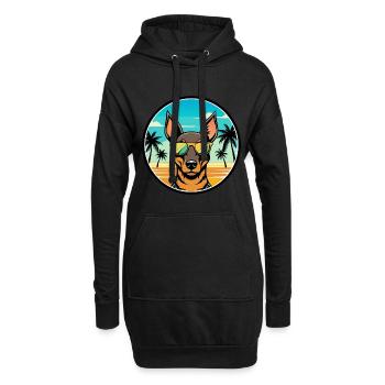Manchester Terrier Hunderasse Cartoon Sonnenbrille - Hoodie-Kleid - Schwarz - Vorne