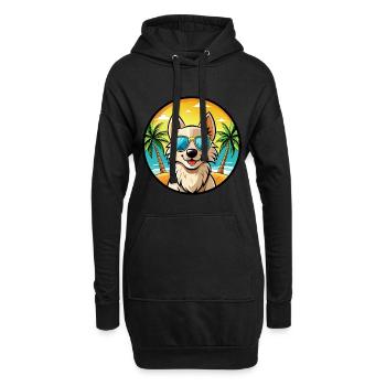 Nordic Spitz Hunderasse Cartoon Sonnenbrille Strand - Hoodie-Kleid - Schwarz - Vorne