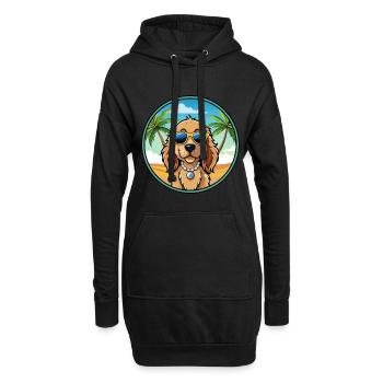 Norfolk Spaniel Chien Race Dessin Animé Lunettes de Soleil Plage - Sweat-shirt à capuche long Femme - noir - Devant