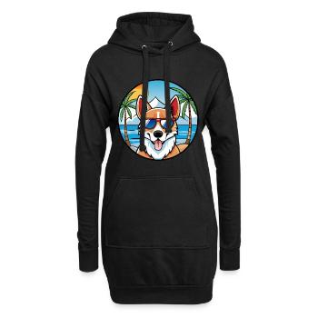 Norwegische Lundehund Hunderasse Cartoon Sonnenbrille - Hoodie-Kleid - Schwarz - Vorne