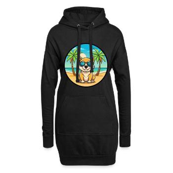 Porcelaine Hunderasse Cartoon Sonnenbrille Strand - Hoodie-Kleid - Schwarz - Vorne
