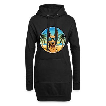 Pharao Hound Hund Rasse Cartoon Sonnenbrille Strand - Hoodie-Kleid - Schwarz - Vorne