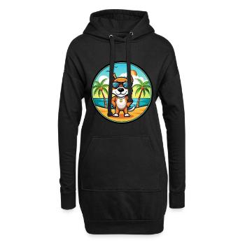 Pointer Chien Race Dessin Animé Lunettes De Soleil Plage - Sweat-shirt à capuche long Femme - noir - Devant