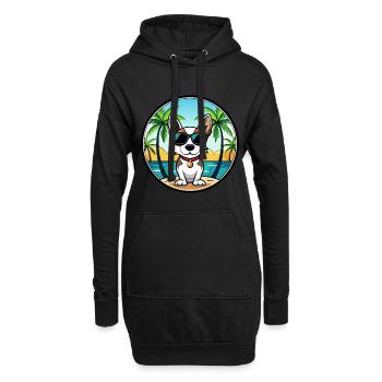 Rat Terrier Hund Rasse Cartoon Sonnenbrille Strand - Hoodie-Kleid - Schwarz - Vorne