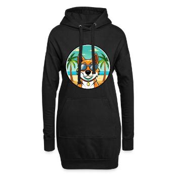 Arlequin russe Chien de race de chien dessin animé plage - Sweat-shirt à capuche long Femme - noir - Devant