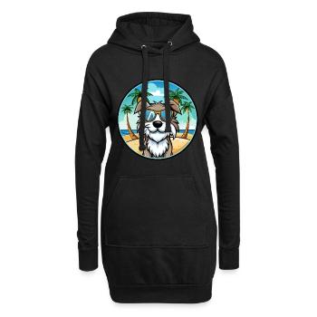 Schapendoes Chien Race Dessin Animé Lunettes de Soleil Plage - Sweat-shirt à capuche long Femme - noir - Devant