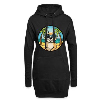 Seskar phoque chien race dessin animé lunettes de soleil plage - Sweat-shirt à capuche long Femme - noir - Devant